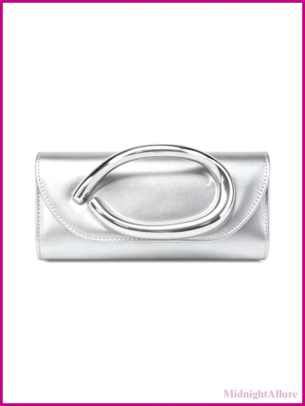 Vegan Leather Evening Clutch with Metal Handle & Chain Strap